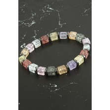 Gümüş Takıcım Küp Necef Doğaltaş Bileklik 6 mm