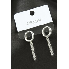 Gümüş Takıcım Çubuk Zirkon Taşlı Küpe