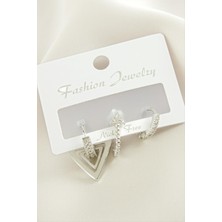 Gümüş Takıcım 3 Adet Ok Zirkon Taşlı Küpe