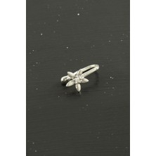 Gümüş Takıcım Çiçek Tragus Zirkon Taşlı Piercing 1 Adet