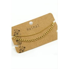 Gümüş Takıcım Çift Zincirli Lüks Çelik Halhal