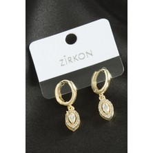 Gümüş Takıcım Oval Zirkon Taşlı Küpe