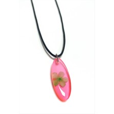 Gümüş Takıcım Kartopu Çiçeği Oval Epoksi Kolye