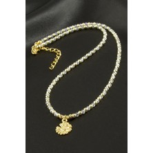 Gümüş Takıcım Papatya Kristal Kolye