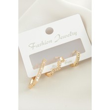 Gümüş Takıcım 3 Adet Zikzak Zirkon Taşlı Küpe