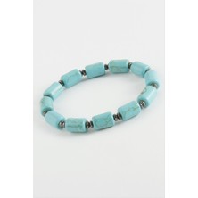 Gümüş Takıcım Silindir Turkuaz Doğaltaş Bileklik