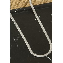 Gümüş Takıcım Yassı Italyan Zincir Kolye 45 cm
