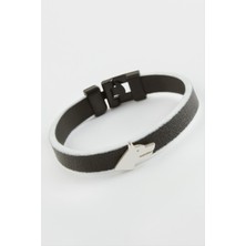 Gümüş Takıcım Kurt Kaliteli Suni Deri Bileklik