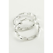 Gümüş Takıcım Burgulu Halka Küpe 3 cm