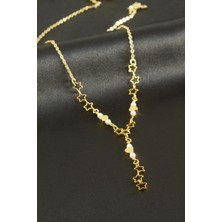 Gümüş Takıcım Kalp Yıldız Inci Y Kolye