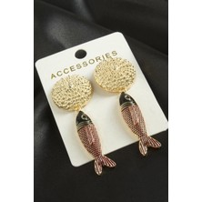 Gümüş Takıcım Balık Mineli Küpe