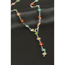 Gümüş Takıcım Papatya Mineli Y Kolye