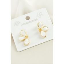 Gümüş Takıcım Çiçek Mineli Metal Küpe