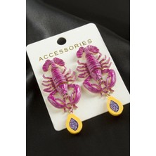 Gümüş Takıcım Yengeç Mineli Küpe