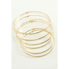 Gümüş Takıcım Düz Metal Halka Küpe 6 Adet