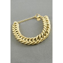 Gümüş Takıcım Kalın Zincir Lüks Çelik Bileklik