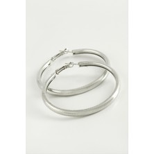 Gümüş Takıcım Noktalı Boru Halka Küpe 4,5 cm