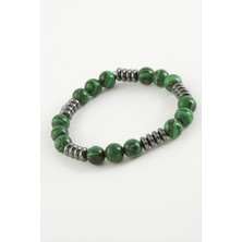 Gümüş Takıcım Malahit Hematit Doğaltaş Bileklik