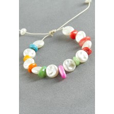 Gümüş Takıcım Kırık Doğaltaş Inci Bileklik