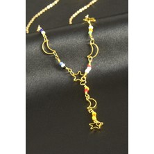 Gümüş Takıcım Yıldız Hilal Boncuk Y Kolye