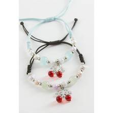 Gümüş Takıcım 2 Adet Kiraz Zirkon Taşlı Lüks Ip Bileklik