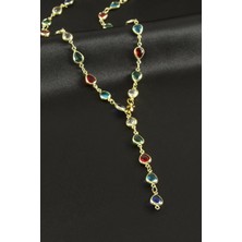 Gümüş Takıcım Damla Zirkon Taşlı Çelik Y Kolye