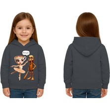 Sedirli Unisex Brainrot Baskılı Çocuk Swaetshirt Kapüşonlu 3 Iplik Şardonlu