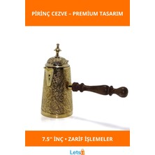 Letsii Ahşap Saplı Şık Pirinç Cezve 7.5 Inç Türk Kahvesi Pişirme