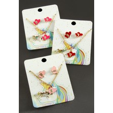 Gümüş Takıcım Kalp Mineli Set Kolye