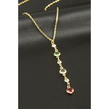 Gümüş Takıcım Kristal Taşlı Y Kolye