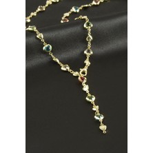 Gümüş Takıcım Kalp Zirkon Taşlı Y Kolye