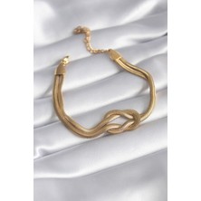 MCM Group 316L Çelik Gold Renk Italyan Zincir Düğüm Model Kadın Bileklik - Lisinya