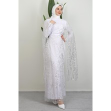 Giza Store Duru Taşlı Abiye Beyaz