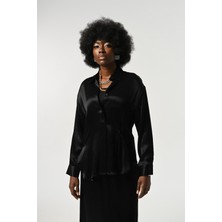 Orfeonegro Kadın Belden Bağlama Detaylı Düz Renk Gömlek