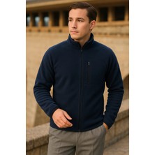 Comstar Erkek Kışlık Fermuarlı Trend Cepli Lacivert Polar Ceket