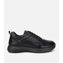 Hotiç Erkek Deri Siyah Dikiş Detaylı Comfort Spor Ayakkabı