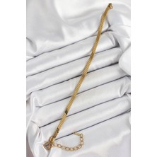MCM Group 316L Çelik Gold Renk Yassı Zincir Model Kadın Bileklik - Lisinya