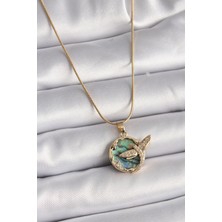 MCM Group 316L Çelik Gold Renk Zincir Zirkon Taşlı Yusufçuk Model Kadın Kolye - Lisinya