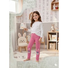 Isobel Ideal Sepet Tavşan Nakışlı %100 Pamuk  Kız Çocuk Tayt