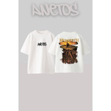 Anetos Megadeth 7 Tasarım Sırt Baskılı Pamuk Beyaz Oversize T-Shirt