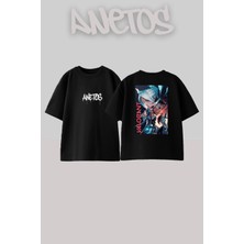Anetos Valorant Tasarım Sırt Baskılı Pamuk Siyah Oversize T-Shirt