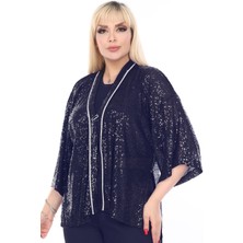 Ladies First  Büyük Beden 3862 Lacivert  Bluz+Bady Ikili Takım