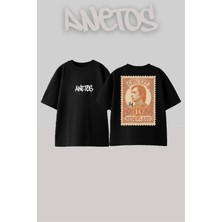 Anetos Cruyff Tasarım Sırt Baskılı Pamuk Siyah Oversize T-Shirt