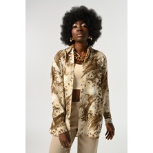 Orfeonegro Kadın Karışık Desenli Oversize Kesim Gömlek