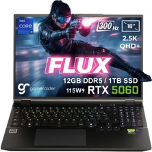 Gameraider Flux GR16 Intel Core I9-14900HX 12GB Ddr5 1tb SSD Rtx 5060 8gb 115W 16 Inç 2.5k Qhd+ 300Hz Freedos Gaming Laptop