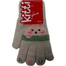 Kitti Spteks Kitti 4-8 Yaş Kız Çocuk Orta Bej Renk Hayvan Figürlü Kışlık Örme Eldiven