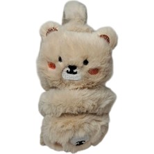 KEPP Spteks Kepp Ünisex Çocuk Bej Renk Ayıcık Figürlü Sıcak Tutan Kışlık Peluş Kulaklık