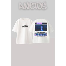 Anetos Dexter 12 Tasarım Sırt Baskılı Pamuk Beyaz Oversize T-Shirt
