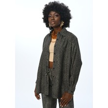 Orfeonegro Kadın Desenli Oversize Kesim Gömlek