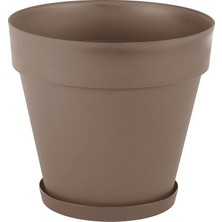 Misda Store YS08 Yalı Saksı Drenaj Aparatlı Tabaklı Dekoratif Saksı 55CM, 76 Litre Mocha